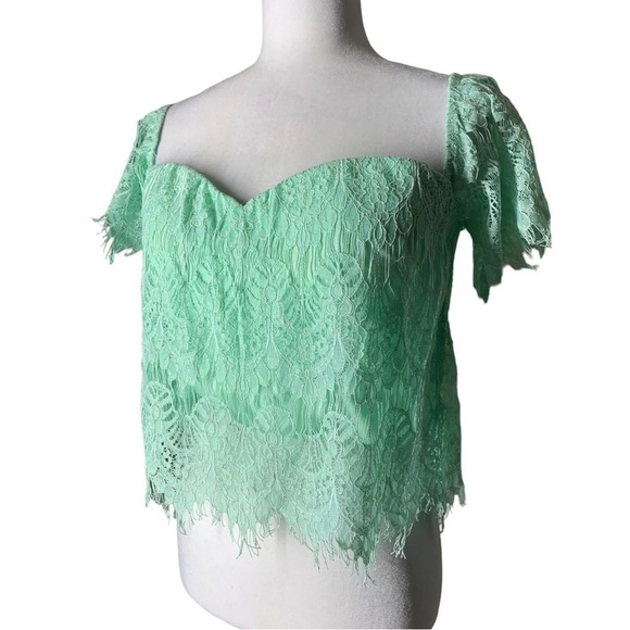 Lace Crop Top with Heart shaped Neckline Large Size - Picture 2 of 11